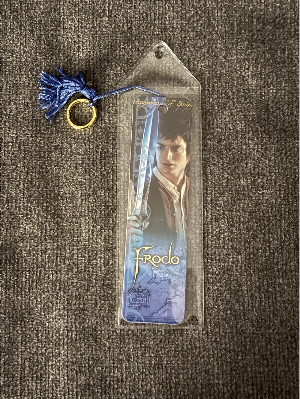 Vintage 2001 Lord of the Rings Frodo Bookmark with Tassel One Ring Charm Antioch